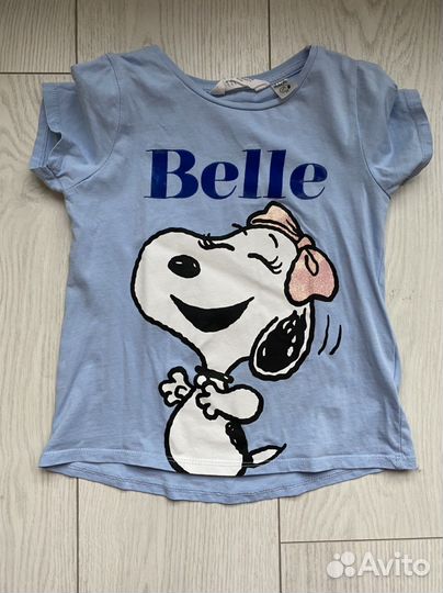 H&M голубая детская футболка Snoopy 110-116 см