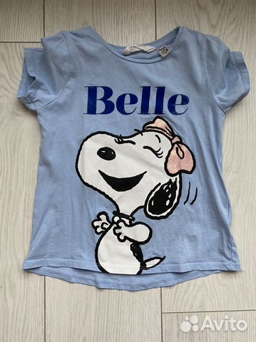 H&M голубая детская футболка Snoopy 110-116 см