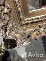 Зеркало старинное большое с лепниной (золото, дуб)
