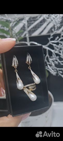 Комплект жемчуг с бриллиантами