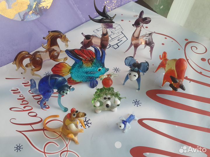 Стеклянные фигурки животных