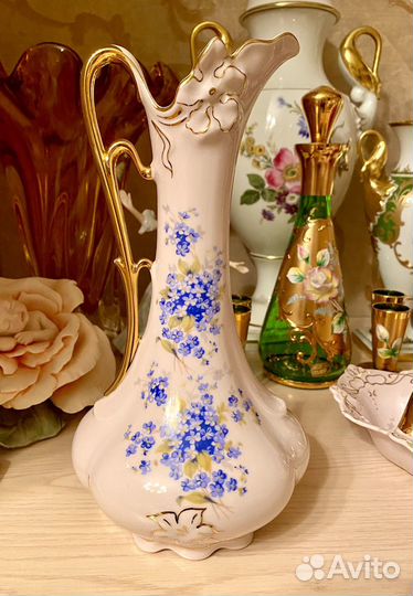 Розовый фарфор Кувшин и корзина Чехословакия