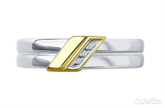 Кольцо женское из золоченого серебра с бриллиантом