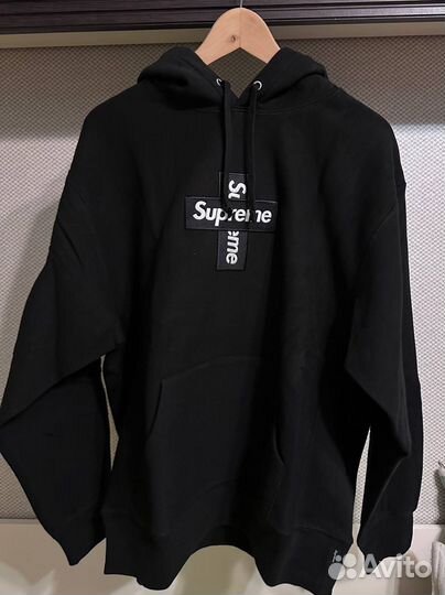 Худи Supreme Cross Box Logo черное