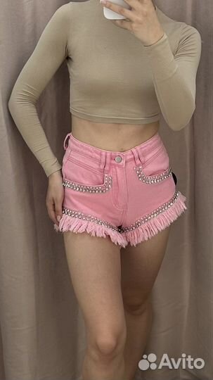 Шорты розовые с стразами
