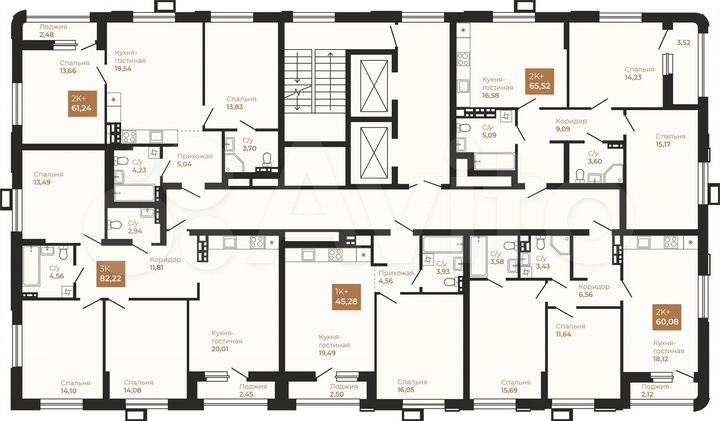 2-к. квартира, 66,5 м², 17/22 эт.