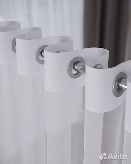 Тюль на люверсах готовый на окна пошив