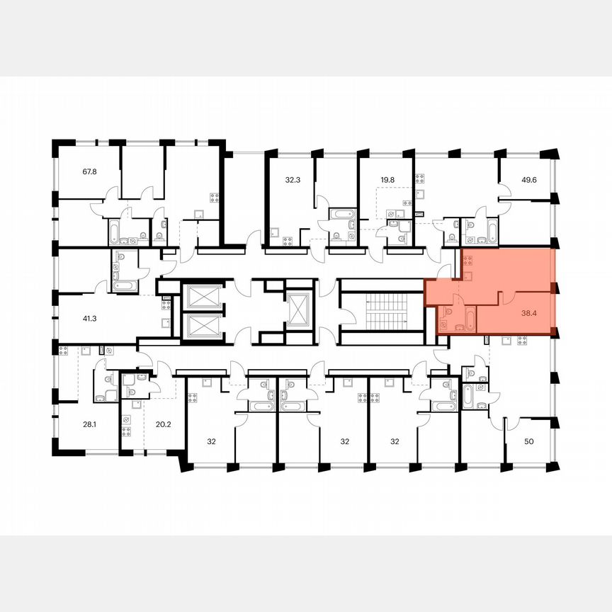 1-к. квартира, 38,4 м², 3/23 эт.