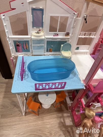 Кукольный Дом барби Barbie malibu с лифтом + куклы