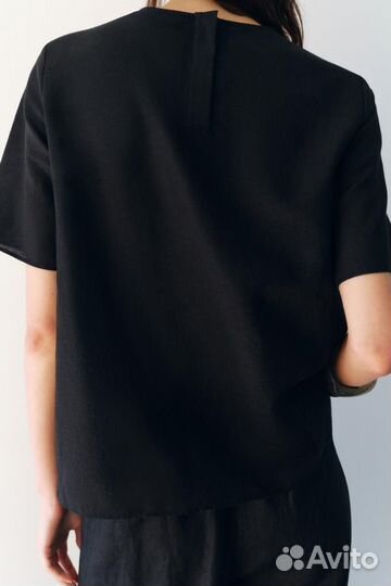 Футболка из смесового льна размер 42 zara