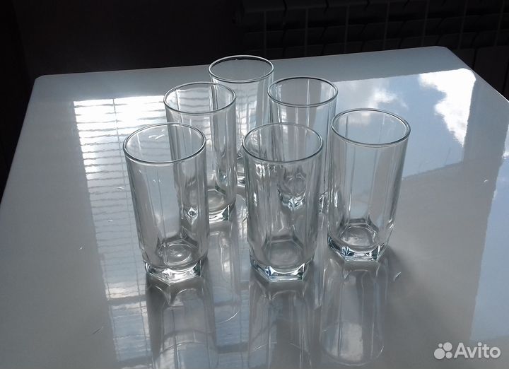 Наборы стаканов, ваза из стекла