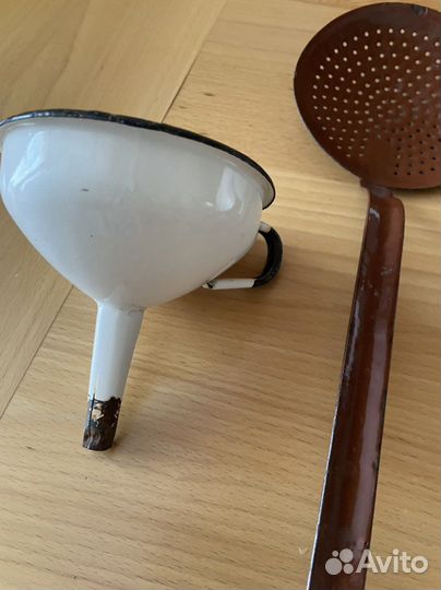 Половник шумовка воронка дуршлаг эмаль СССР