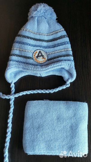 Новый набор (шапка и шарф). На объём 46-48 см