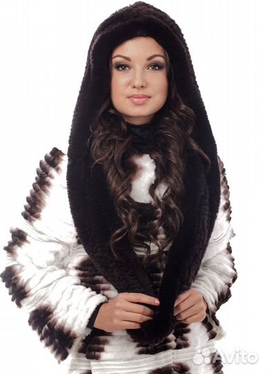 Меховой капор, цвет шоколад № Ш201