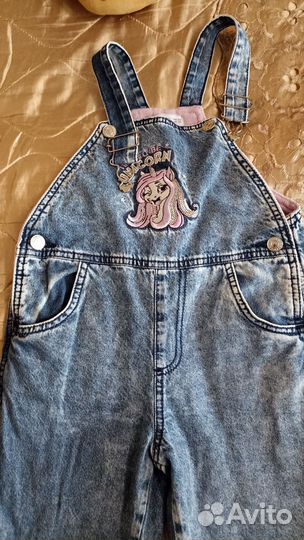 Джинсовый Зимний комбинезон для девочки 122