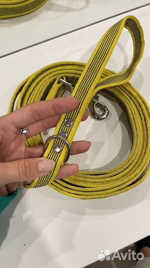 Поводок 4 метра и ошейник светоотражающий