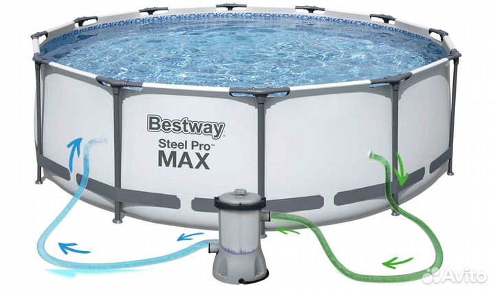 Бассейн Bestway 366х100 см с фильтром и лестницей
