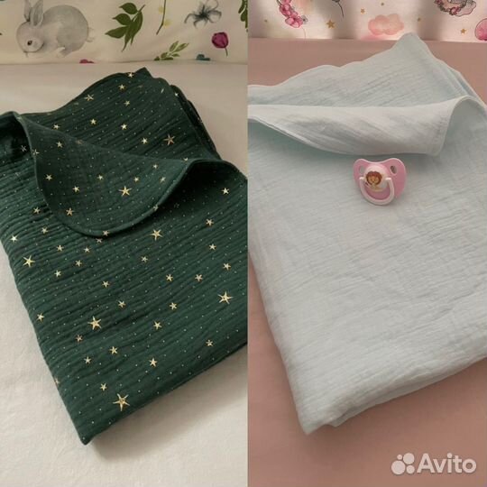 Муслиновый плед 4-х слойный новый 65х95 см