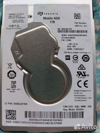 Seagate Mobile HDD 1 тб 2.5 Жёсткий диск