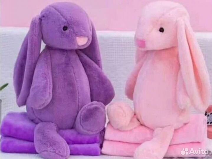 Мягкая игрушка заяц плед 3 в 1 подарок