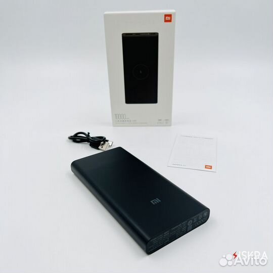 Powerbank xiaomi 10000 беспроводная зарядка (black