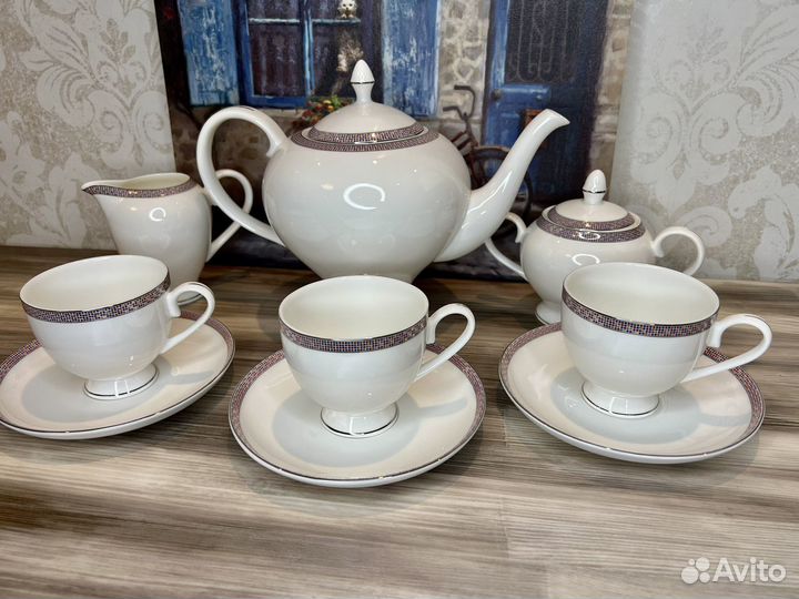 Сервиз чайный Каро Костяной фарфор