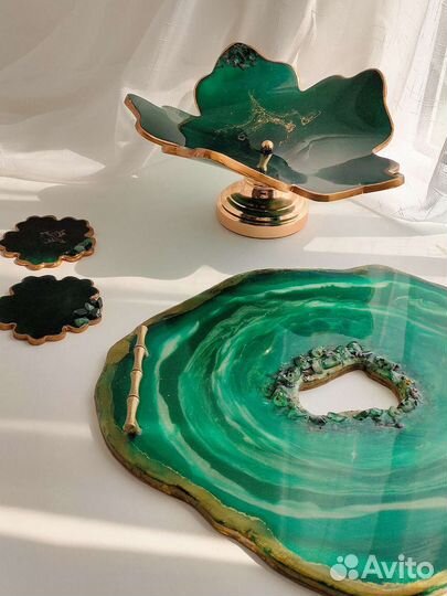 Ваза для фруктов и поднос ручной работы