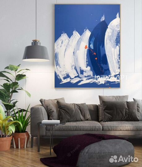 Картина морская с кораблем на холсте