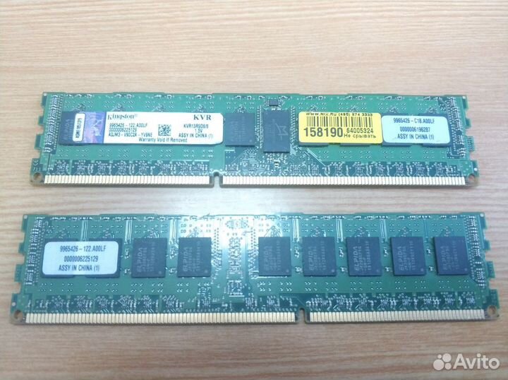 4шт Kingston 8Gb PC3-10600 1333MHz ECC Reg