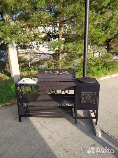 Мангал с печью под казан