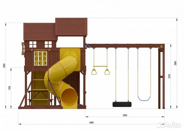 Игровая Площадка с винтовой горкой-трубой+рукоход