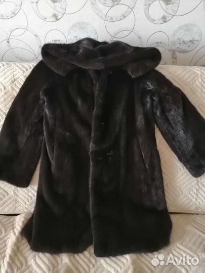 Шуба норковая с капюшоном 44 46 бу