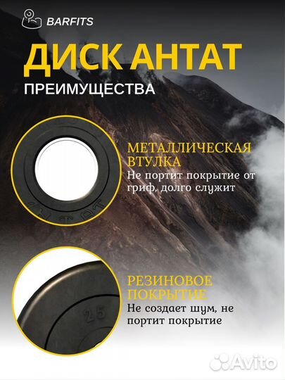 Диск Антат обрезиненный 51 мм 5 кг, черный