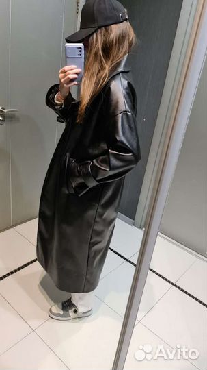 NEW кожаный плащ эко-кожа