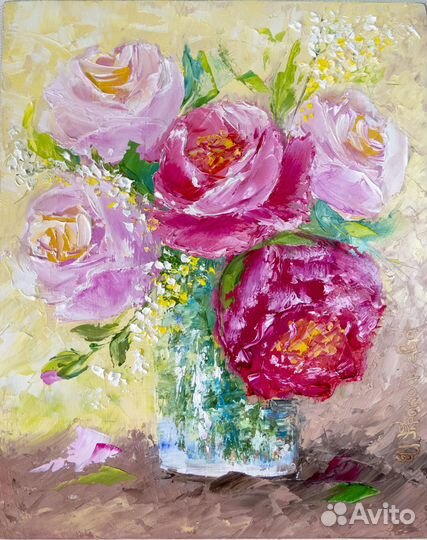 Картина роза Абстракция цветок в вазе