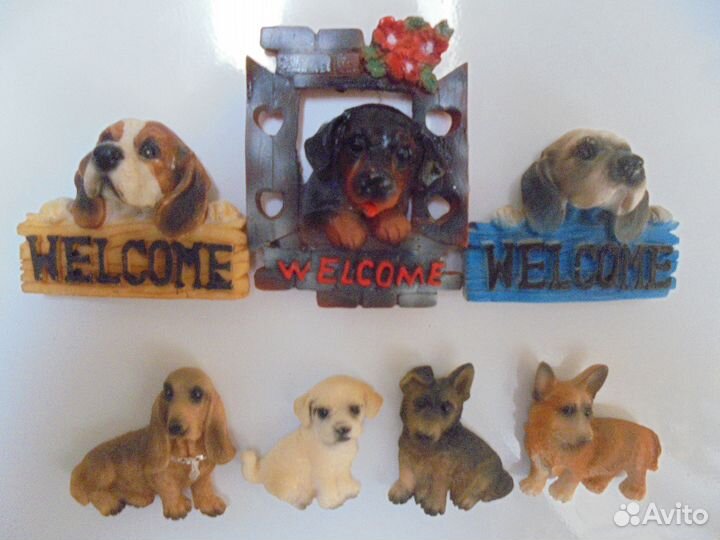 Коллекция собак. статуэтки И магниты
