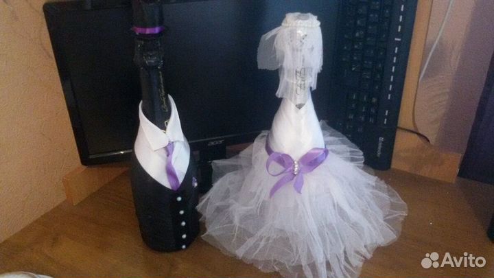 Украшенные бутылки на свадьбу