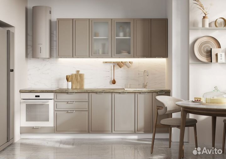 Кухонный гарнитур кремовый 2 метра