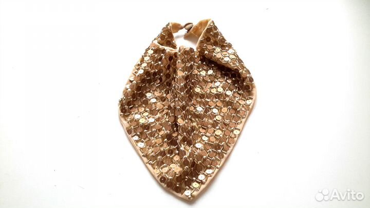 Шейный платок - натур/шелк/стеклярус и пайетки