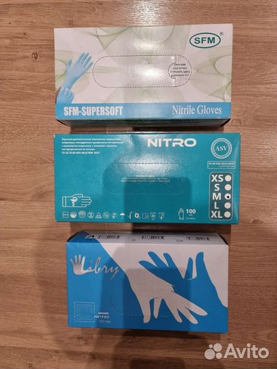 Перчатки нитриловые размер S, М, L