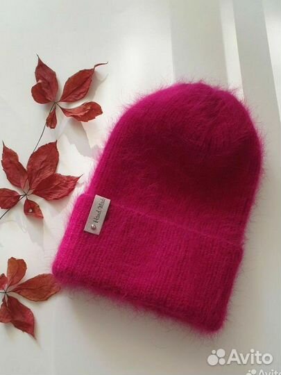 Шапка женская вязаная из пуха норки