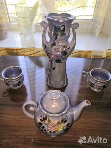 Ваза, заварочный чайник, 2 кружки