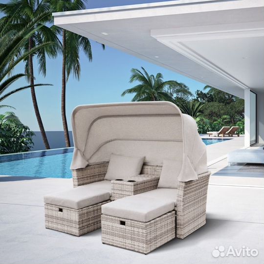 Комплект плетеной мебели AFM-330G Grey. Ротанг