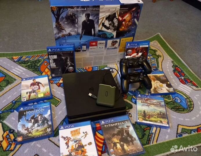 Ps 4 Slim 1TB много игр