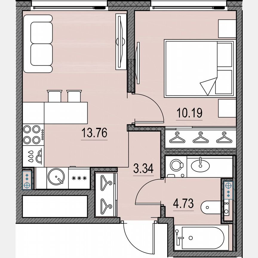 1-к. квартира, 32,2 м², 6/16 эт.