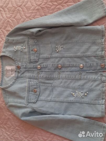 Джинсовый пиджак для девочки 6-8 лет