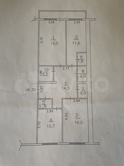 3-к. квартира, 80,6 м², 5/5 эт.