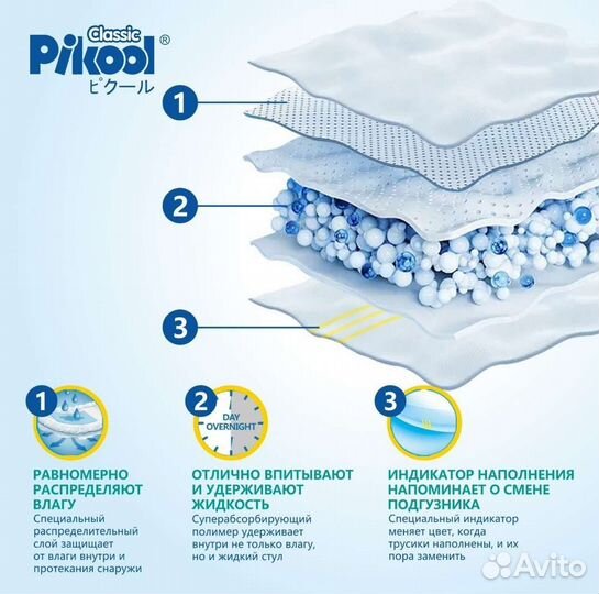 Подгузники-трусики Pikool XL (15-25кг), 44 шт