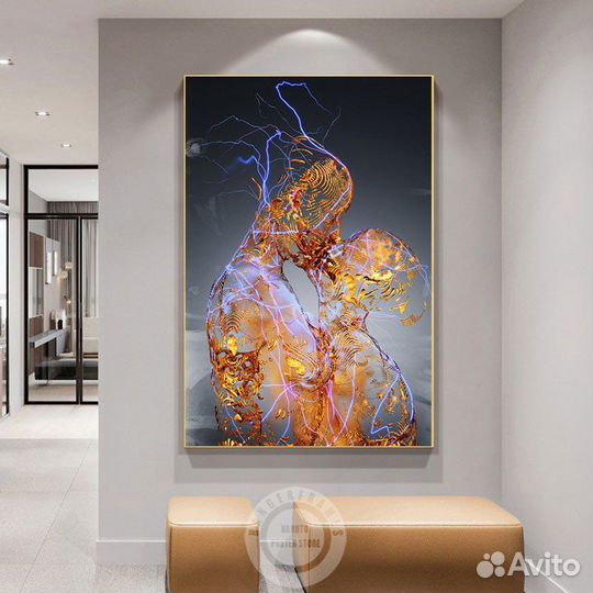 Модная 3D картина-Металлические люди