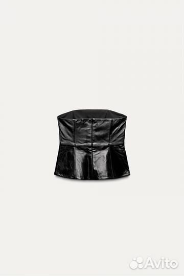 Топ корсет из натуральной кожи zara черный